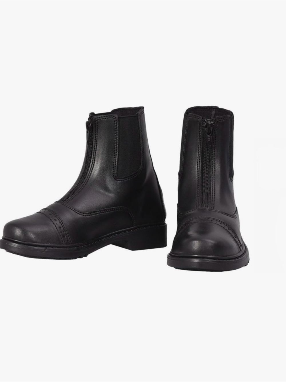 Kids Black Front-Zip Leather Chelsea Boots